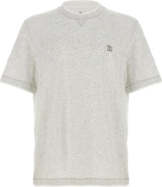 Brunello Cucinelli T-shirt met logo en nep-laagjes - Heren - T-shirts - Grijs - S - Katoen - Tops