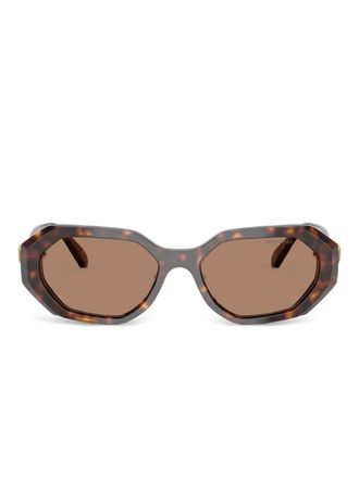 Swarovski Occhiali da sole geometrici con cristalli - Marrone