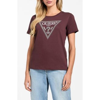 Guess Krystal Triangle Embellished Graphic T-Shirt in Rust at Nordstrom, Size X-Small