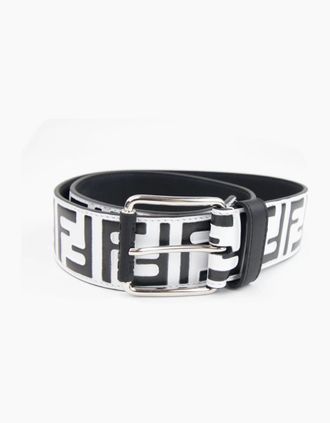 Fendi Mens Fendi FF Full Logo Belt Black/white - Black/Multi - Size: 85CM