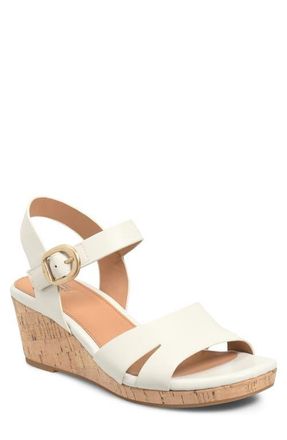 S&ouml;fft Vanessa Ankle Strap Platform Wedge Sandal in Off White at Nordstrom, Size 8.5