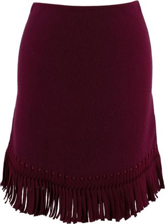 Alaia Burgundy Fringe Trimmed Mini Skirt Size XS