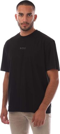 HUGO BOSS T-shirt met ton-sur-ton logo voor heren (Zwart)
