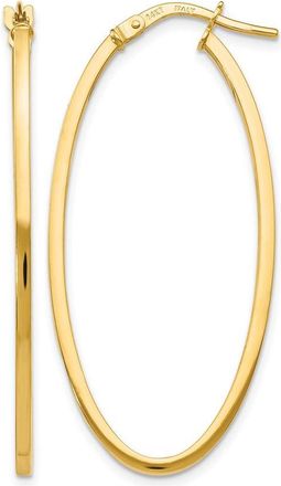 Diamond2Deal 14K Yellow Gold Oval Shape Hoop Earrings 40mm