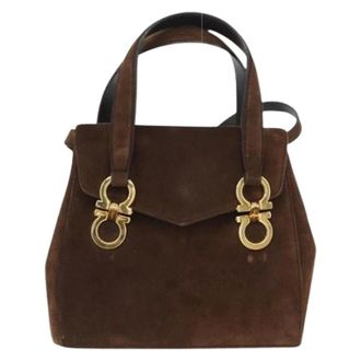 Ferragamo Pre-owned Handbags, female, Brown, Size: ONE SIZE Pre-owned Suede Handbag