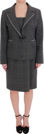 Bencivenga Checke Cotton Blazer Dress Set Womens Suit