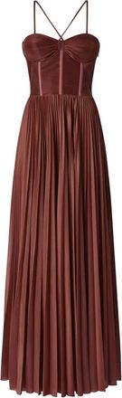 Pinko Cicogna Pliss&eacute; Maxi Jurk - Dames - Avondkleed - Bruin - S - Kleedjes