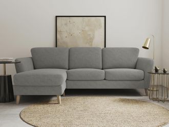 HOME AFFAIRE Ecksofa »MARSEILLE (242/152cm),L-Form, Rec. rechts/links« Massivholzbeine Eiche, Landhausstil, Wellenunterfederung