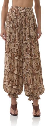 AFRM Vesper Snakeskin Print Pants in Sand Snake at Nordstrom, Size X-Large