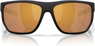 Costa Santiago 63mm Oversize Polarized Rectangular Sunglasses in Black/Gold at Nordstrom