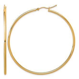 Diamond2Deal 14k Gold Polished 2x60mm Polished Hoop Earrings