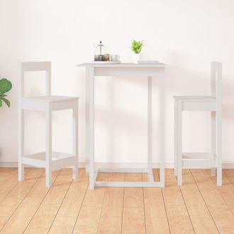 vidaXL Vidaxl - Taburetes Altos 2 Uds Madera Maciza Pino Blanco 40x41,5x112 Cm