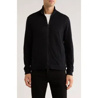 John Varvatos Antoine Double Knit Zip Jacket in Black at Nordstrom Rack, Size Xx-Large