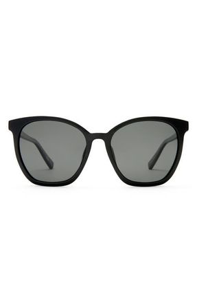 Le Specs 54mm Nirvana Cat Eye Sunglasses in Black /Smoke Mono Polarized at Nordstrom