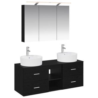 vidaXL Juego De Muebles De Ba&ntilde;o 4 Pcs Roble Negro Vidaxl