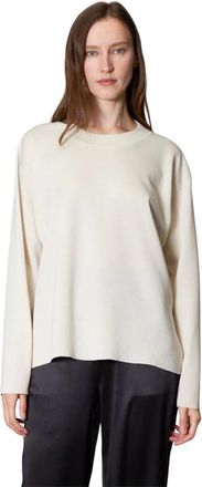 Roberto Collina Puur wollen ronde hals trui melk - Dames - Longsleeves - Wit - L - Wol - Tops