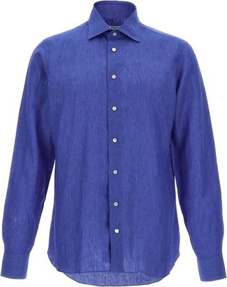 Borriello Heren, Overhemden, Blauw, Maat: 4XL Linnen