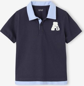 Vertbaudet Jungen Poloshirt mit doppeltem Kragen und Recycling-Baumwolle nachtblau