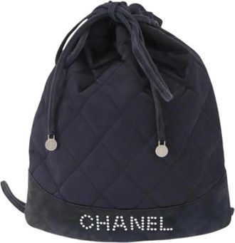 Chanel Pre-owned Bucket Bags, female, Blue, Size: ONE SIZE Pre-owned Vintage Satin Bucket Bag