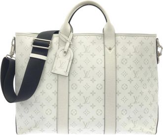 Louis Vuitton White Coated Canvas Leather Handbag Tote Bag (Pre-Owned)