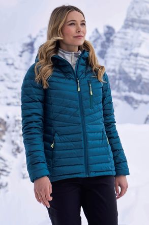 Mountain Warehouse Skyline Womens Hydrophobic Down Jacket Water Resistant Hooded Winter Coat Teal