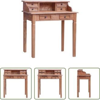 vidaXL Scrivania in legno massello - Scrivania con Cassetti 90x50x101 cm in Legno Massello di Mogano
