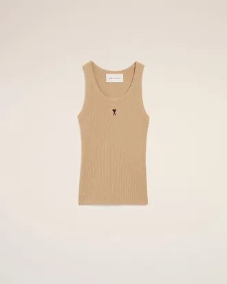 Ami Beige cotton tanktop with Ami de Coeur Beige - XXL - for Women
