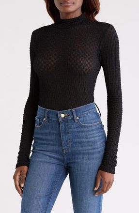 Frame Denim Mesh Turtleneck in Noir at Nordstrom Rack, Size Medium