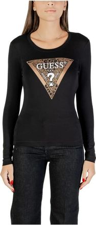 Guess Gedrukt langemouw T-shirt - Dames - Longsleeves - Zwart - XS - Katoen - Tops