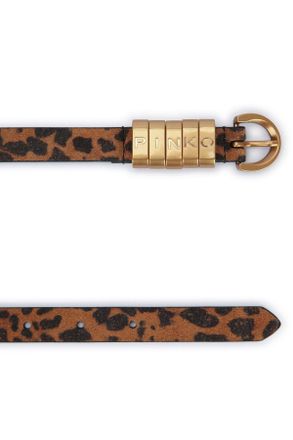 Pinko Womens Saddle Belt Brown Suede Like Animal