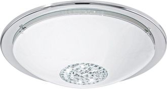 Eglo Eglo Giolina 1 Light Integrated Led Ceiling Light With Chrome Finish & White & Clear Glass With Glass Stones