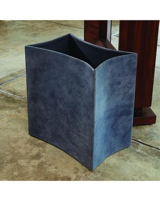 Global Views Folded Leather Wastebasket