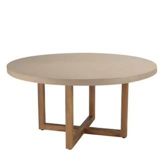 Macabane Mesa de comedor hormig&oacute;n patas cruzadas teca