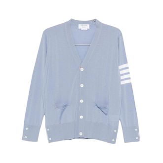 Thom Browne Cardigans, male, Blue, Size: XL Classic V-Neck Cardigan