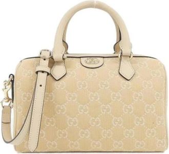 Gucci Pre-owned Boston Bag - Dames - Vintage Handtas - Beige - ONE Size - Leer - Vintage