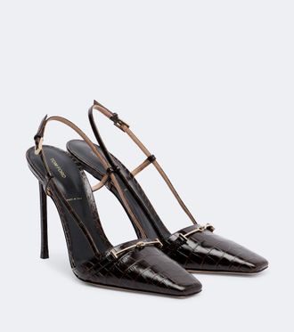 Tom Ford Salones destalonados de piel grabada