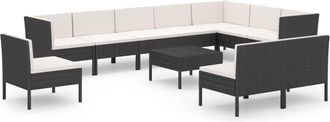 vidaXL 11 Pcs Garden Lounge Set Con Coj&iacute;n De Pozo De Terciopelo