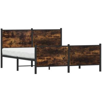 vidaXL Estructura De Cama Sin Colch&oacute;n Metal Roble Ahumado 140x200 Cm Vidaxl
