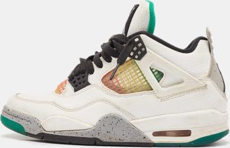 Air Jordan s White Leather Jordan 4 High Top Sneakers