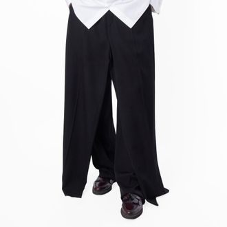 Balenciaga Mens Double Front Ironed Pleats Twill Wide-Leg Pant, Size X-Small