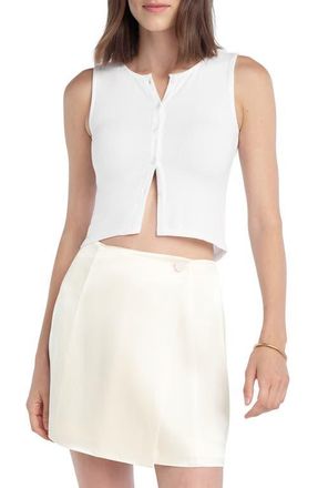 Favorite Daughter The Dalia Rib Button Front Crop Top in White at Nordstrom, Size X-Small
