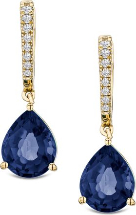 The Diamond Store Astra 6.50ct Lab Sapphire and Diamond Drop Pear Cut Earrings in 18K Gold Vermeil