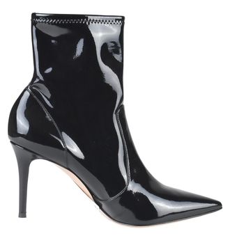 Gianvito Rossi 85mm Black Vynl Patent Ankle Boots Size 39.5