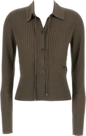 Fendi ribbed embroidered knitwear - Brown