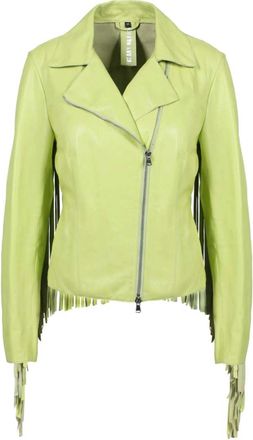 Freaky Nation Womens Leather Fringe Jacket In Limoncello