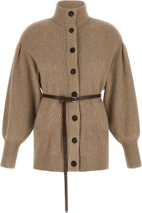 Brunello Cucinelli Beige Virgin Wool Womens Cardigan