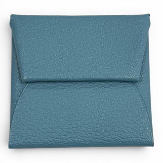 Herm&egrave;s Blue Havane Chevre Leather Coin Purse/Coin Case (Pre-Owned)