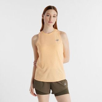 New Balance Mujer Jacquard Slim Tank en Naranja, Poly Knit, Talla L