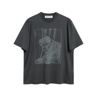 Our Legacy T-Shirts, male, Gray, Size: S Print Crew Neck Short Sleeve T-shirt