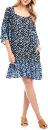 Karen Kane Floral Ruffle Hem Dress in Print at Nordstrom, Size X-Small